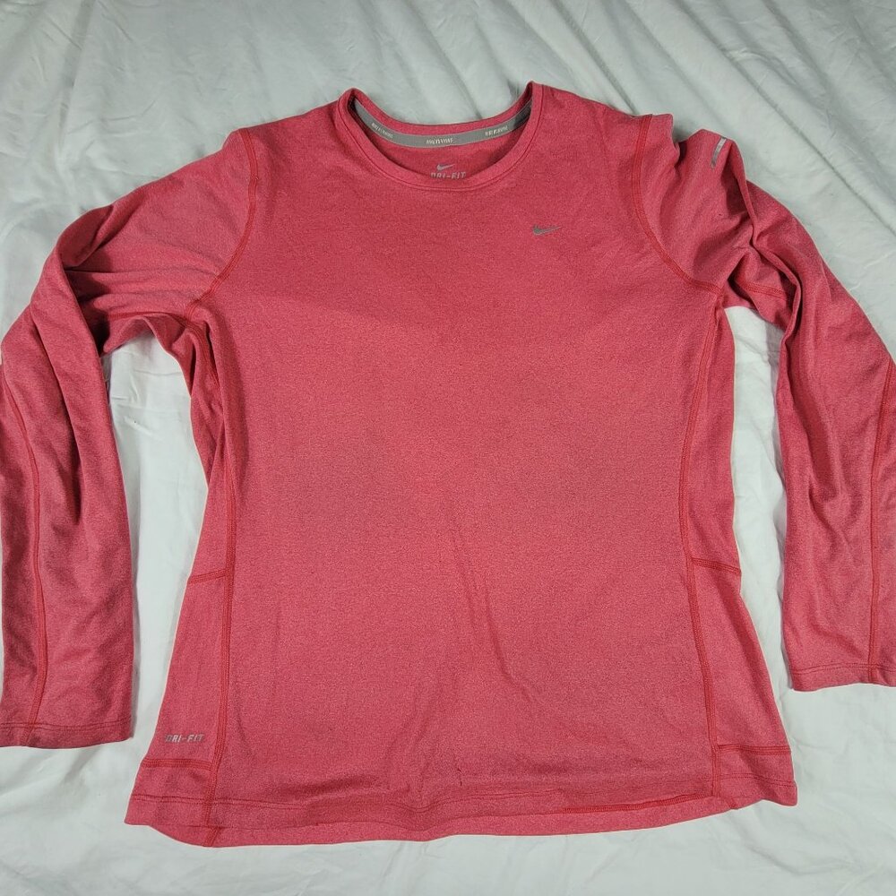 Nike Running Dri Fit Long Sleeve Shirt Womens XL Pink Athletic Outdoors